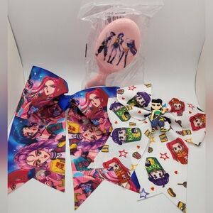 K-Pop Demon Hunters 3-Pack Hair Bundle NEW Zoey Hair Bows & Brush